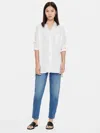 Eileen Fisher Organic Cotton Denim Tapered Ankle Jean In White