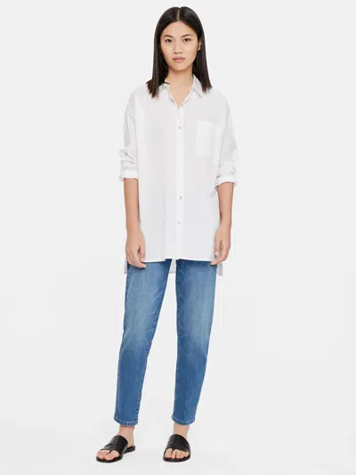 Eileen Fisher Organic Cotton Denim Tapered Ankle Jean In White
