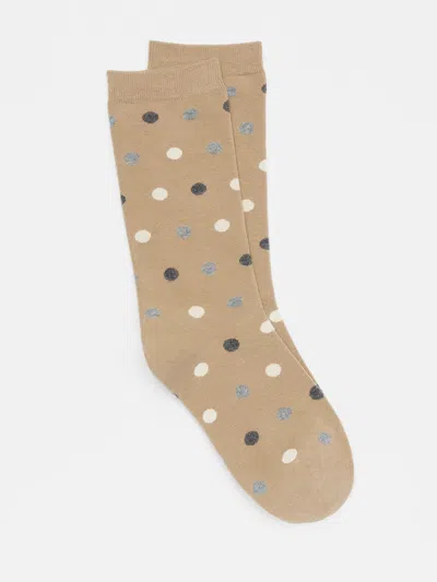 Eileen Fisher Organic Cotton Dot Sock In Brown
