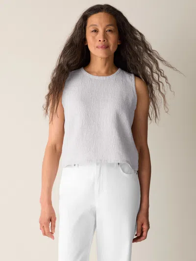 Eileen Fisher Organic Cotton Doubleweave Round Neck Tank In Sea Salt