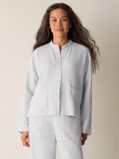 Eileen Fisher Organic Cotton Doubleweave Shirt Jacket In Sea Salt