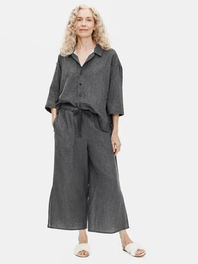 Eileen Fisher Organic Cotton Doubleweave Wide-leg Pant In Gray