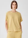 Eileen Fisher Organic Cotton Easy Jersey Crew Neck Tee In Brown
