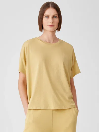 Eileen Fisher Organic Cotton Easy Jersey Crew Neck Tee In Brown