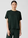 Eileen Fisher Organic Cotton Easy Jersey Crew Neck Tee In Green