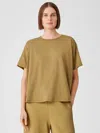 Eileen Fisher Organic Cotton Easy Jersey Crew Neck Tee In Orange