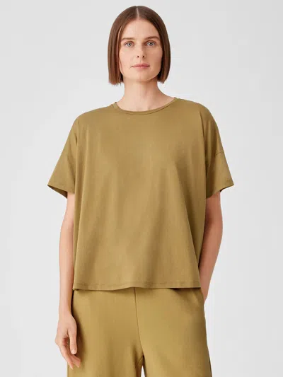 Eileen Fisher Organic Cotton Easy Jersey Crew Neck Tee In Orange