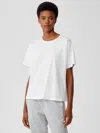Eileen Fisher Organic Cotton Easy Jersey Crew Neck Tee In White