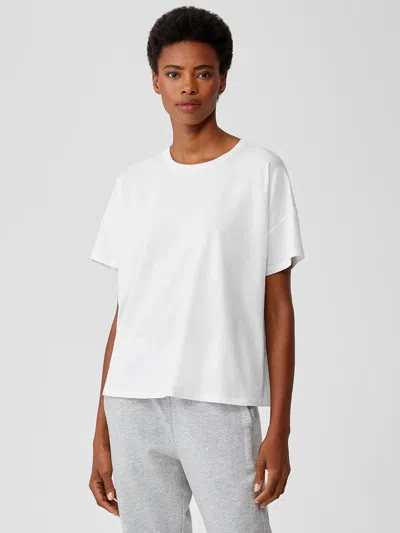 Eileen Fisher Organic Cotton Easy Jersey Crew Neck Tee In White