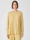 Eileen Fisher Organic Cotton Easy Jersey Crew Neck Top In Yellow