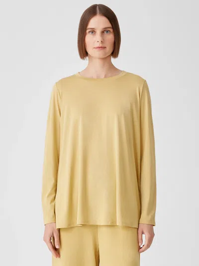 Eileen Fisher Organic Cotton Easy Jersey Crew Neck Top In Yellow