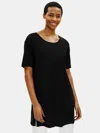 Eileen Fisher Organic Cotton Easy Jersey Elbow-sleeve Tunic In Black