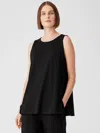 Eileen Fisher Organic Cotton Easy Jersey Round Neck Tank In Black