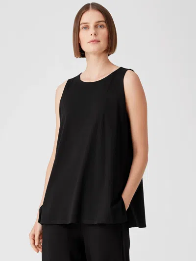 Eileen Fisher Organic Cotton Easy Jersey Round Neck Tank In Black