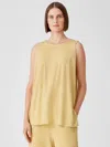 Eileen Fisher Organic Cotton Easy Jersey Round Neck Tank In Yellow