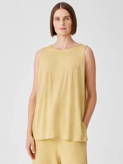 Eileen Fisher Organic Cotton Easy Jersey Round Neck Tank In Yellow