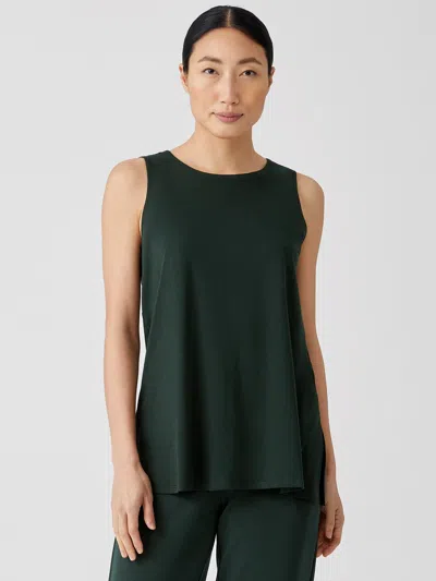 Eileen Fisher Organic Cotton Easy Jersey Round Neck Tank In Green