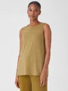 Eileen Fisher Organic Cotton Easy Jersey Round Neck Tank In Green