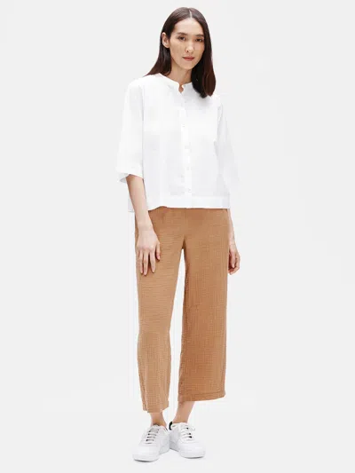 Eileen Fisher Organic Cotton Elbow-sleeve Shirt In White