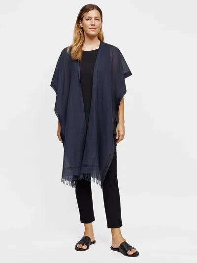 Eileen Fisher Organic Cotton Embroidered Serape In Black