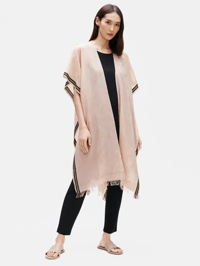 Eileen Fisher Organic Cotton Embroidered Serape In Brown