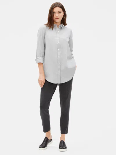 Eileen Fisher Organic Cotton Flannel Twill Shirt In Gray