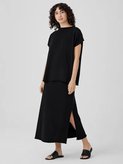 Eileen Fisher Organic Cotton French Terry A-line Skirt In Black