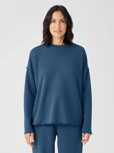 Eileen Fisher Organic Cotton French Terry Box-top In Blue