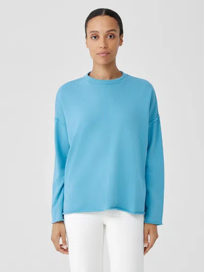 Eileen Fisher Organic Cotton French Terry Box-top In Blue