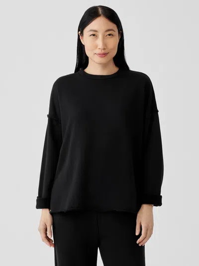 Eileen Fisher Organic Cotton French Terry Box-top In Black