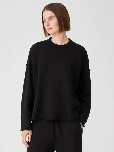 Eileen Fisher Organic Cotton French Terry Box-top In Black