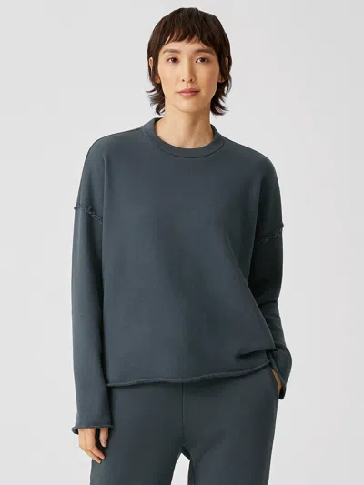 Eileen Fisher Organic Cotton French Terry Box-top In Blue