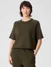 Eileen Fisher Organic Cotton French Terry Box-top In Green