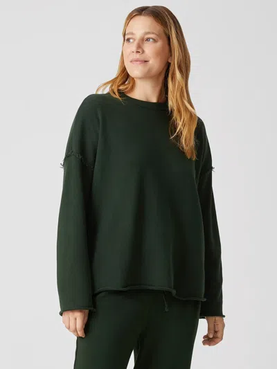 Eileen Fisher Organic Cotton French Terry Box-top In Green