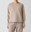 Eileen Fisher Organic Cotton French Terry Box Top In Wheat In Gold