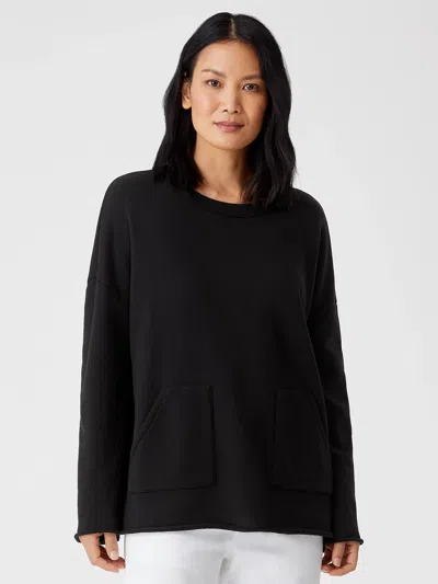 Eileen Fisher Organic Cotton French Terry Boxy Tunic In Black