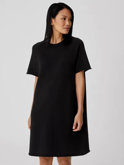 Eileen Fisher Organic Cotton French Terry Dress In Black