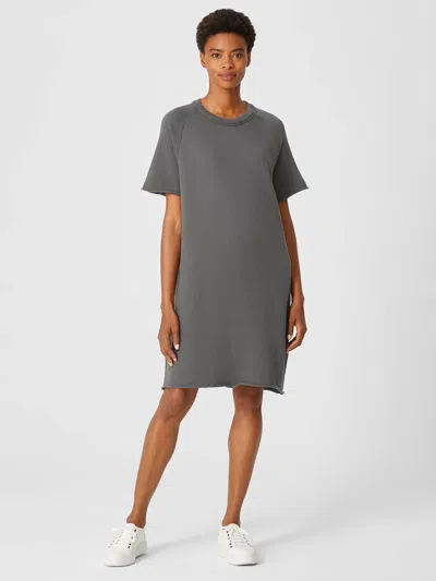 Eileen Fisher Organic Cotton French Terry Dress In Gray