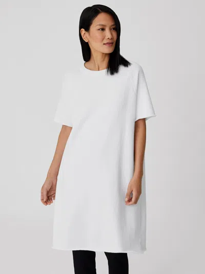 Eileen Fisher Organic Cotton French Terry Dress In White