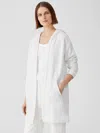 Eileen Fisher Organic Cotton French Terry Hooded Jacket In White