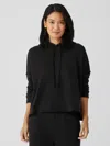Eileen Fisher Organic Cotton French Terry Hooded Top In Black