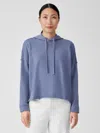 Eileen Fisher Organic Cotton French Terry Hooded Top In Blue