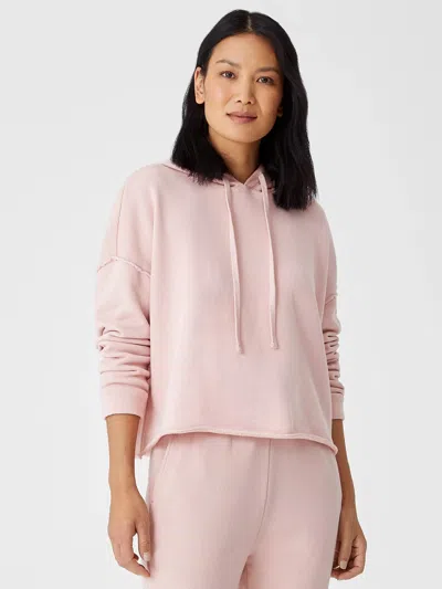 Eileen Fisher Organic Cotton French Terry Hooded Top In Pink