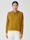 Eileen Fisher Organic Cotton French Terry Hooded Top In Yellow