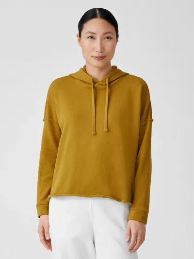 Eileen Fisher Organic Cotton French Terry Hooded Top In Yellow