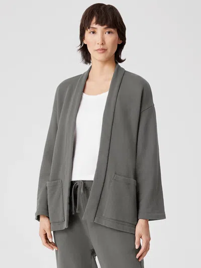 Eileen Fisher Organic Cotton French Terry Jacket In Gray