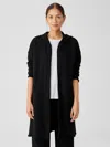 Eileen Fisher Organic Cotton French Terry Long Jacket In Black