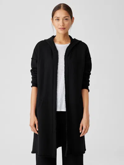 Eileen Fisher Organic Cotton French Terry Long Jacket In Black