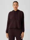 Eileen Fisher Organic Cotton French Terry Short Hoodie In Burgundy