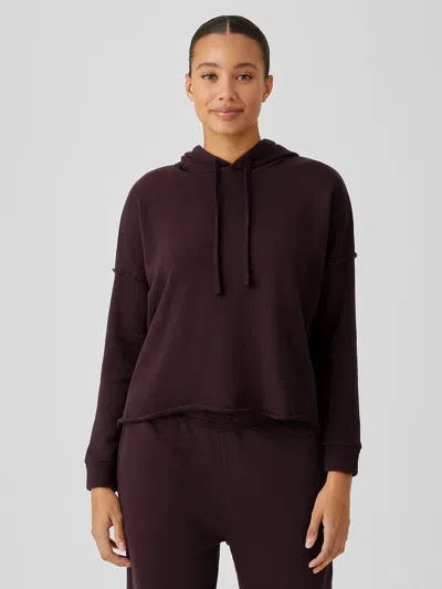 Eileen Fisher Organic Cotton French Terry Short Hoodie In Burgundy